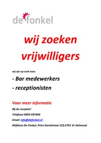 Wijkhuis De Fonkel zoekt vrijwilligers